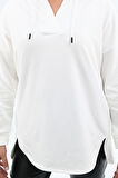 Kadın Büyük Beden Kapüşonlu Oversize Sweatshirt 1895-25