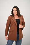Kadın Büyük Beden Astarlı Düğmeli Blazer Ceket 9008-25-1