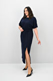 Kadın Büyük Beden Kısa Kollu Kuşaklı Elbise 5297-25