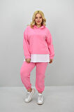 Kadın Büyük Beden Uzun Kollu Kapüşonlu Lastik Paça Eşofman Takımı 8180-25