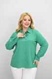 Kadın Büyük Beden Yaka Fular Bağlama Detaylı Gömlek 0035-25