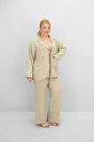 Kadın Büyük Beden Bağlamalı Bol Paça Alt-Üst Takım 8195-25