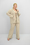 Kadın Büyük Beden Bağlamalı Bol Paça Alt-Üst Takım 8195-25