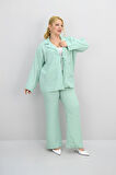 Kadın Büyük Beden Bağlamalı Bol Paça Alt-Üst Takım 8195-25