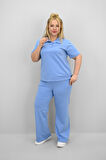 Kadın Büyük Beden Kısa Kollu Polo Yaka Eşofman Takımı 8188-25
