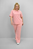 Kadın Büyük Beden Kısa Kollu Polo Yaka Eşofman Takımı 8188-25