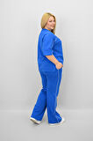 Kadın Büyük Beden Kısa Kollu Ara Biye Detaylı Bol Paça Eşofman Takımı 8189-25