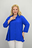 Kadın Büyük Beden Fırfır Detaylı Gömlek 1720-25-1