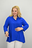 Kadın Büyük Beden Fırfır Detaylı Gömlek 1720-25-1