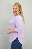 Kadın Büyük Beden Kısa Kollu Taş Detaylı Ayı Baskılı Oversize T-shirt 1926-25