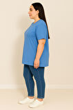 Kadın Büyük Beden Kısa Kollu Basic Oversize T-shirt 1976-25