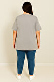 Kadın Büyük Beden Kısa Kollu Basic Oversize T-shirt 1976-25