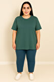 Kadın Büyük Beden Kısa Kollu Basic Oversize T-shirt 1976-25