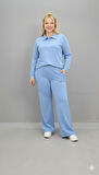 Kadın Büyük Beden Uzun Kollu Polo Yaka Eşofman Takımı 8212-26