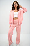 Kadın Bol Paça Fermuarlı Eşofman Takımı 4144-25
