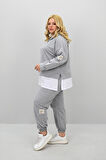 Kadın Büyük Beden Uzun Kollu Kapüşonlu Lastik Paça Eşofman Takımı 8180-25 (4253K)