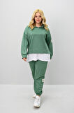 Kadın Büyük Beden Uzun Kollu Kapüşonlu Lastik Paça Eşofman Takımı 8180-25 (4253K)