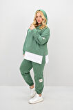 Kadın Büyük Beden Uzun Kollu Kapüşonlu Lastik Paça Eşofman Takımı 8180-25 (4253K)