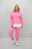Kadın Büyük Beden Uzun Kollu Kapüşonlu Lastik Paça Eşofman Takımı 8180-25 (4253K)
