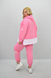 Kadın Büyük Beden Uzun Kollu Kapüşonlu Lastik Paça Eşofman Takımı 8180-25 (4253K)