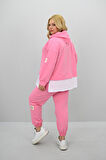 Kadın Büyük Beden Uzun Kollu Kapüşonlu Lastik Paça Eşofman Takımı 8180-25 (4253K)