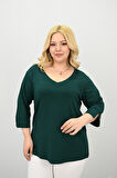 Kadın Büyük Beden Bantlı V yaka Bluz 1919-25
