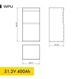 51,2V 400Ah 21.5kW LiFePO4 WPU Series Bluetooth'lu Lityum Demir Fosfat Akü/Batarya