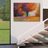 Sonbahar Manzarası Yağlıboya Görünüm Dekoratif Kanvas Duvar Tablosu-3748