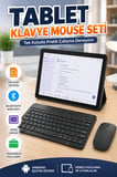 SIM Kartlı Android Tablet Seti Bluetooth Klavye ve Kablosuz Mouse Geniş Ekran Taşınabilir Kullanım