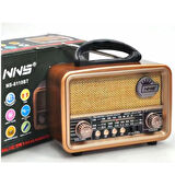 ct stones Orta  Boy Retro, Nostaljik, Ahşap Tasarım Bluetooth Hoparlörlü, Şarjlı, Taşınabilir FM/AM Destekli Radyo NS-8110