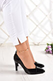 Veronica Siyah Rugan Jatqılı Stiletto 9 cm.