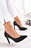 Veronica Siyah Vegan Jatqılı Stiletto 