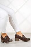 Mellody Kahverengi Hakiki Deri Günlük Topuklu Ayakkabı