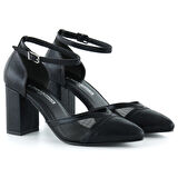 Diana Siyah Fileli Kalın Topuklu Ayakkabı