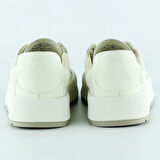 Bej Yüksek Taban Spor Fileli Harf Detaylı İncili Bağcıklı Platform Sneaker