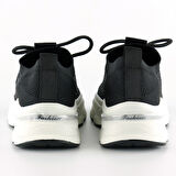 Siyah Örgü Dokuma Taş Detaylı Bağcıklı Slip-on Sneaker