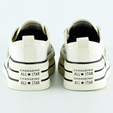 Bej Saten Yüksek Taban Spor Taşlı Bağcıklı Platform Sneaker