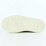 Bej Saten Yüksek Taban Spor Taşlı Bağcıklı Platform Sneaker