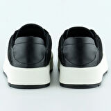 Siyah Yüksek Taban Spor Fileli Harf Detaylı İncili Bağcıklı Platform Sneaker