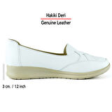 Mammina Beyaz Hakiki Deri Çapraz Bant Detaylı Slip-On Günlük Ayakkabı