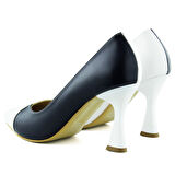 Erkan Saçmacı Jatqılı Plus Lacivert Beyaz İnce Kadeh Topuklu Klasik Ayakkabı