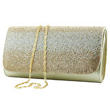 Erkan Saçmacı Dore Degrade Kristal Taşlı Zincir Askılı Manyetik Kapaklı Abiye El Çantası