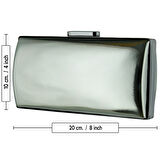 Erkan Saçmacı  Platin Ayna Metal Saplı Zincirli Abiye El Çantası