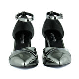 Erkan Saçmacı Aurora Platin Ayna Şeffaf Tasarım Sivri Burun Kalın Topuklu Klasik Ayakkabı