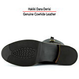 Erkan saçmacı Kahverengi Hakiki Dana Derisi Tokalı Fermuarlı Yuvarlak Burun Kalın Topuklu Günlük Bot