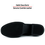 Erkan saçmacı Siyah Hakiki Dana Derisi Tokalı Fermuarlı Yuvarlak Burun Kalın Topuklu Günlük Bot