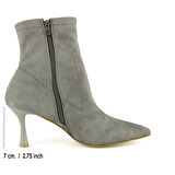 Kimberly Vizon Süet Streç Sivri Burun Fermuarlı İnce Topuklu Günlük Bot