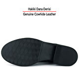 Erkan saçmacı Siyah Rugan Hakiki Dana Derisi Taşlı Bağcıklı Fermuarlı Yuvarlak Kalın Topuklu Günlü