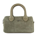 Erkan Saçmacı Kum Hakiki Dana Süet Fermuarlı Askılı İç Cepli Küçük Boy Günlük Omuz Çantası