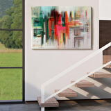 Fırça Darbeleri ile Soyut Yağlıboya Görünüm Dekoratif Kanvas Duvar Tablosu-3758